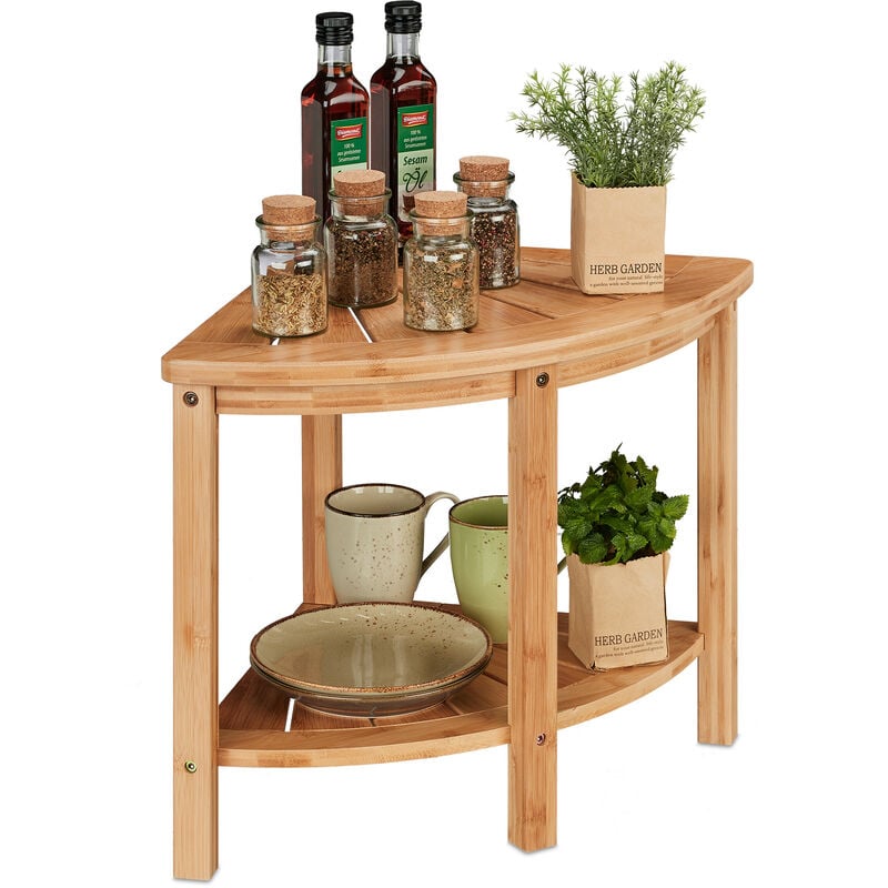 Relaxdays Rangement d’angle, cuisine & salle de bain, HxLxP: env. 42 x 55 x 39,5 cm, pour le plan de travail, nature