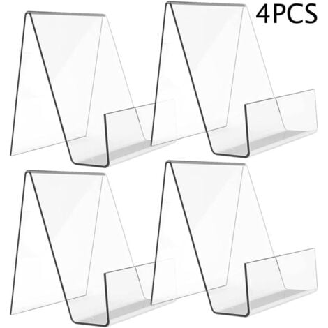 Rangement de bureau, Présentoir Transparent, 4 pièces, présentoir d'ornement, support de photo, support de tablette, support d'affaires pour chevalet d'affichage de bureau-RAPANDA