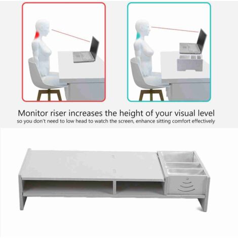 ANPVIZ Rangement de bureau Support pour écran d'ordinateur, support pour ordinateur portable, bureau à domicile, table de bureau, rangement, étagère Rangement de bureau