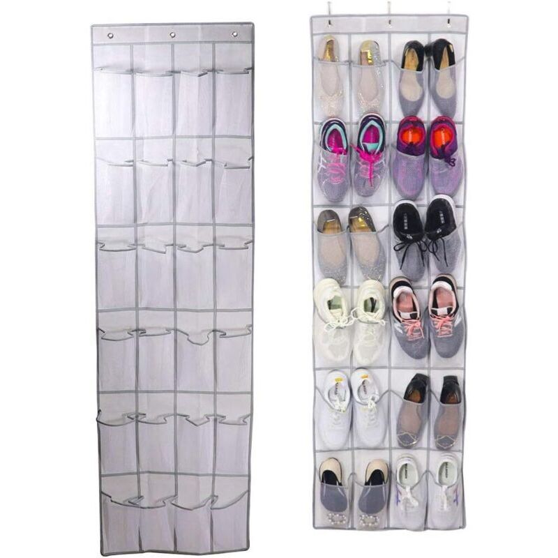 Rangement de Chaussures À Suspendre, Organisateur Chaussures sur la Porte Gain de Place Range Chaussures pour Porte 24 Poches épargne Cuisine