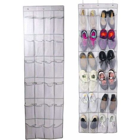 Rangement de Chaussures À Suspendre, Organisateur Chaussures sur la Porte Gain de Place Range Chaussures pour Porte 24 Poches épargne Cuisine Penderie Chambre Maison
