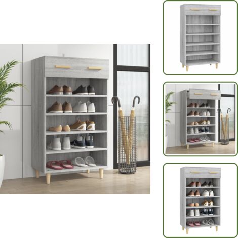 Rangement de chaussures - vidaXL Armoire à chaussures Sonoma gris 60x35x105 cm Bois d'ingénierie - Armoire à chaussures bois