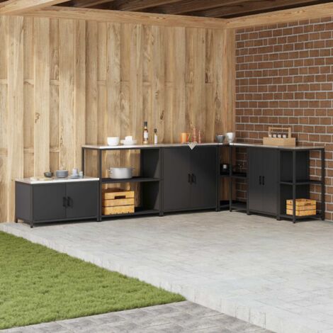 Rangement de cuisine avec étagère-Meuble de cuisine-Armoire de rangement Noir 60 x 50 x 92 cm Acier 998235