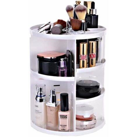 Rangement de Maquillage, Organisateur de Cosmétiques Rotatif à 360° avec Étagère en Plastique Boîte de Beauté
