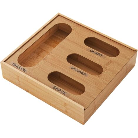 Rangement de sacs pour tiroir, support cuisine 4 en 1, organiseur tiroirs et sacs, congélation, sandwichs, collations, garde-manger, salle bain -