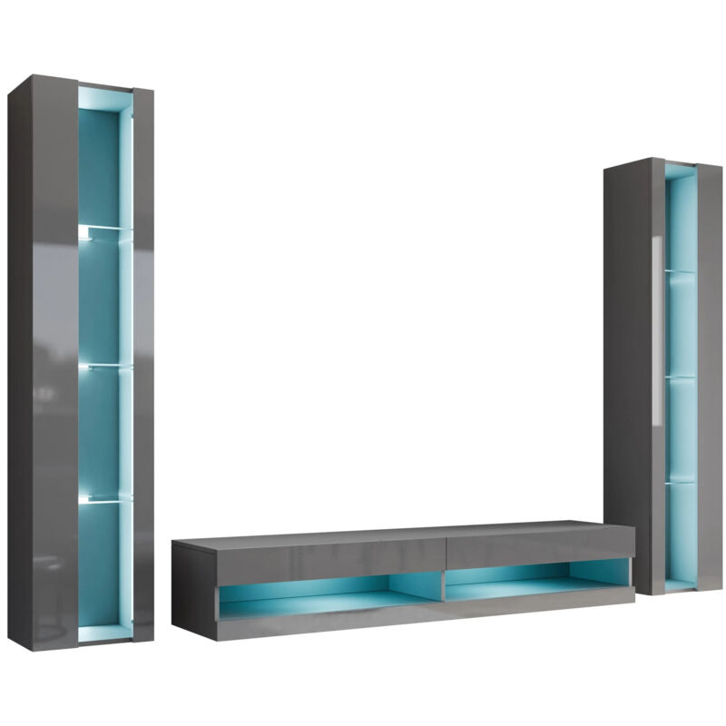 Ensemble de salon Venenou 112, Gris + Gris brillant