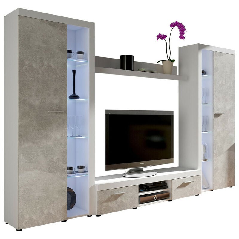 Ensemble de salon Tucson 107, Blanc + Béton