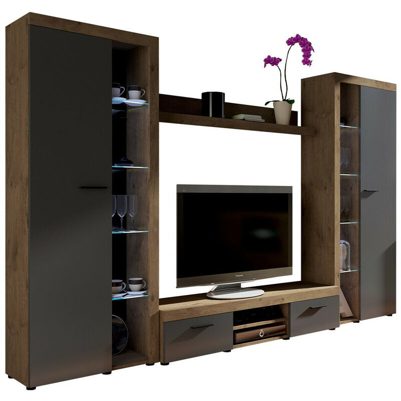 Ensemble de salon Tucson 107, Chêne de Lefkas + graphite