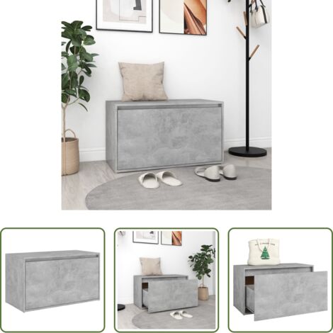 Rangement d'entrée -  Banc d'entrée 80x40x45 cm Gris béton Bois d'ingénierie