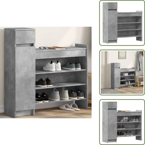 Rangement en bois - vidaXL Armoire à chaussures gris béton bois d'ingénierie - Armoire gris béton