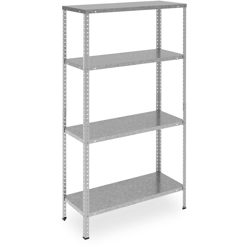 Rangement en métal, 4 niveaux, jusqu'à 160 kg, acier, stockage pour le garage, HxLxP : 150x75x30 cm, argenté - Relaxdays
