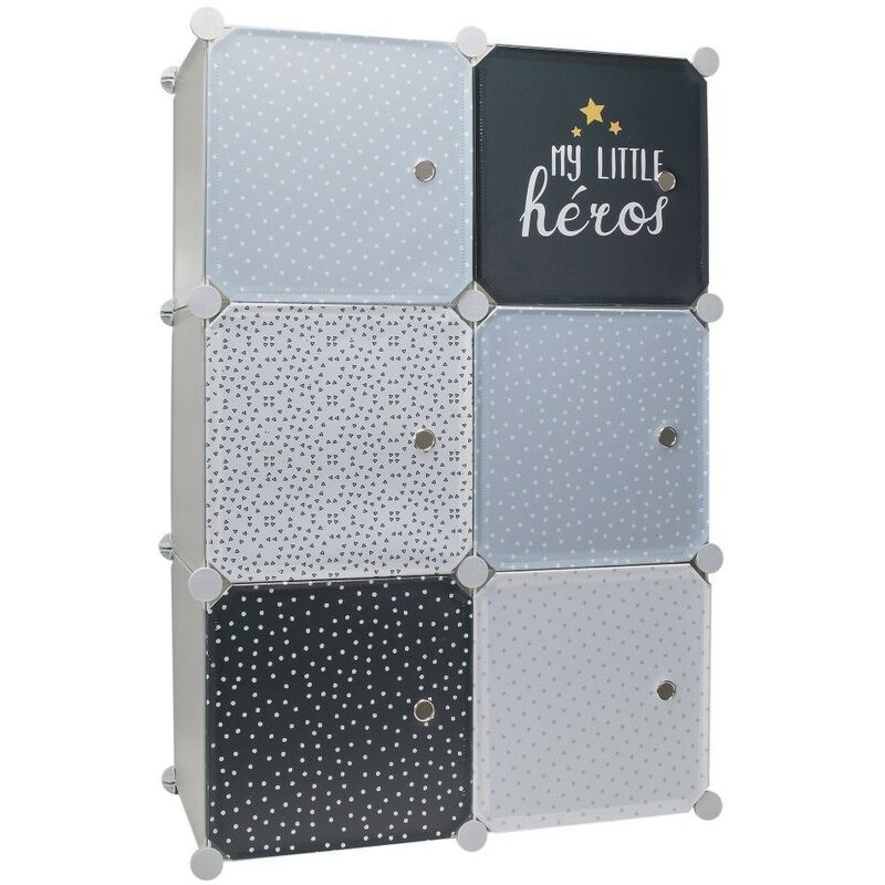 Rangement enfant armoire modulable 6 cubes garçon