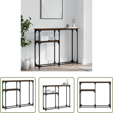 Rangement entrée -  Table console chêne marron 90x22,5x75 cm bois d'ingénierie