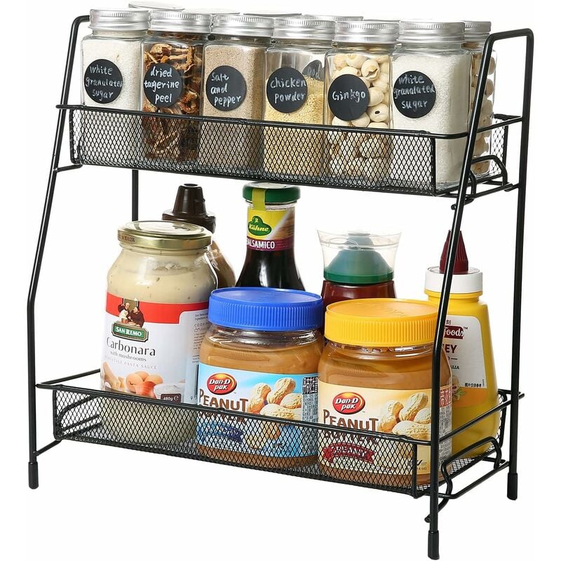 Sunxury - Rangement Epices Cuisine, Etagere Rangement, Organisateur Cuisine, Rangement Epices pour Poste de Travail, Etagère Verticale pour Armoires
