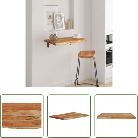 Rangement -  Étagère murale rectangulaire massif acacia bordure assortie