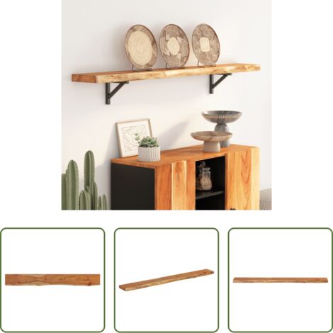 Rangement -  Étagère murale rectangulaire massif acacia bordure assortie