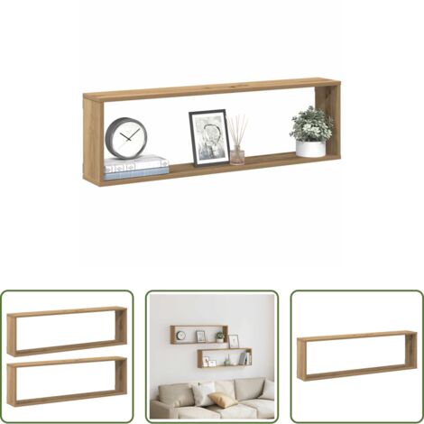 Rangement -  Étagères cube murales 2 pcs chêne artisanal bois ingénierie