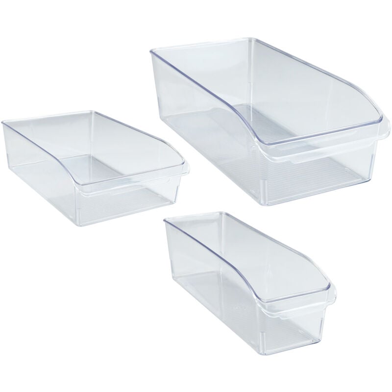 Wenko - Organisateur frigo 3 pièces transparent s m l 10 15 20 cm boîte de rangement frigo organiseur de réfrigérateur rangement réfrigérateur bac de