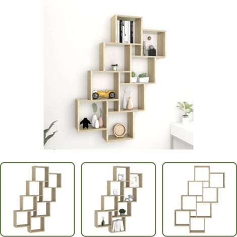 Rangement intérieur -  Étagère murale cube Chêne sonoma 90x15x119 cm Bois d’ingénierie