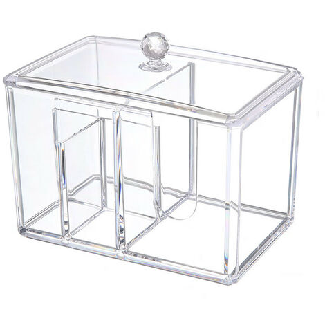 Rangement maquillage – boite maquillage pratique avec couvercle en plastique – boite en plastique pour le rangement de cosmétique et de maquillage – transparent