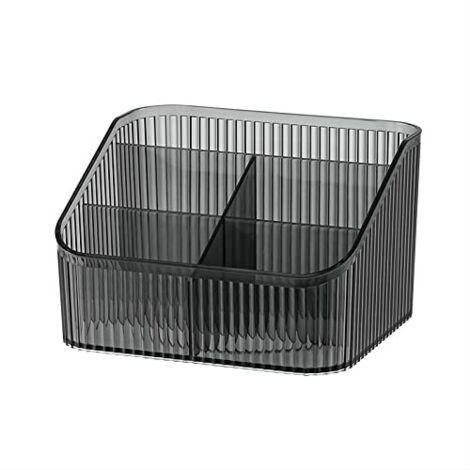 Rangement Maquillage, Organisateur de Maquillage avec 5 Compartiments, Rangement Pinceaux Maquillage en Acrylique, Rangement Coiffeuse pour Cosmetique, Eyeliners, Rouge à Lèvres (Noir L)