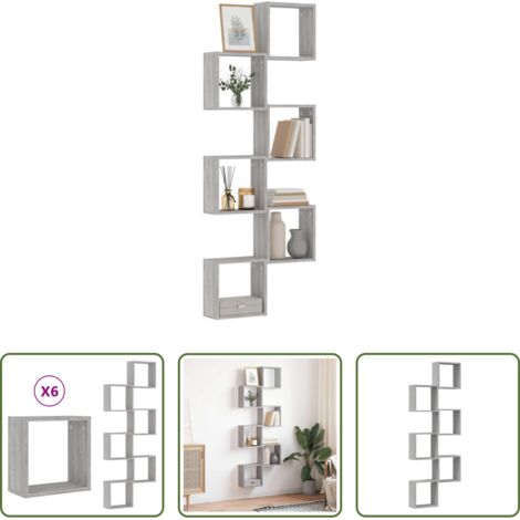 Rangement mur -  Étagères cube murales 6 pcs sonoma gris 30x15x30 cm
