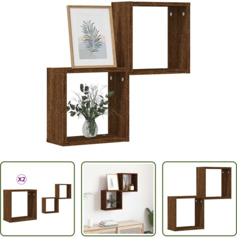 Rangement mur -  Étagères murales sous forme cube 2 pcs chêne marron 30x15x30cm