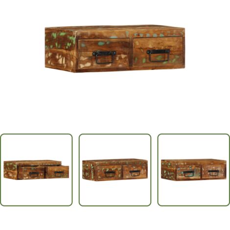 Rangement mur -  Meuble TV mural 60x30x19 cm bois massif de récupération