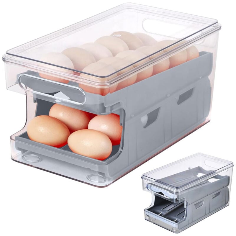 Sinbinta - Range Oeuf, Range Oeuf Distributeur, Distributeur oeuf Rangement Oeuf Boite a Oeufs pour 24 œufs pour réfrigérateur, bac à oeufs peu