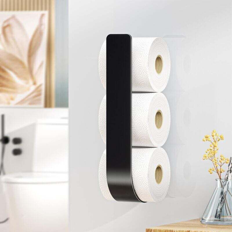 Rangement Papier Toilette, Porte Papier Toilette pour 3 Rouleaux de réserve, Métal Porte Rouleau Papier Toilette, Support Papier Toilette Mural,