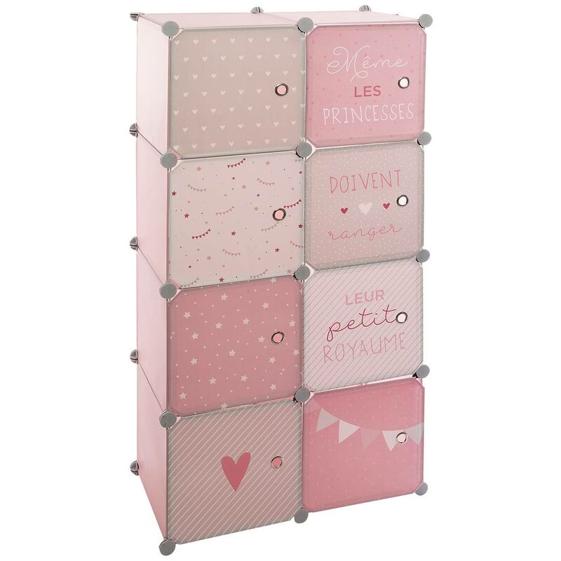 Atmosphera - Armoire avec rangement modulable - l 64 cm x l 31,5 cm - Rose - Livraison gratuite