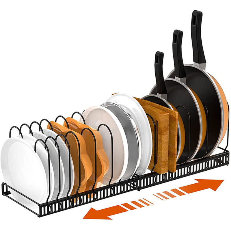 Rangement Poele et Casserole pour Tiroir Cuisine, Range Couvercle avec 14 Compartiments Réglables, Porte Casseroles Rangement Couvercle Casserole