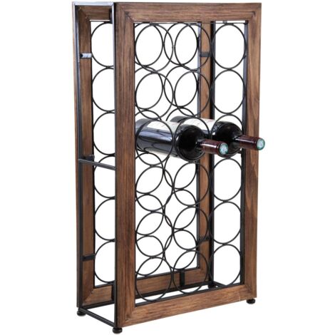 Rangement pour 18 bouteilles en métal et bois