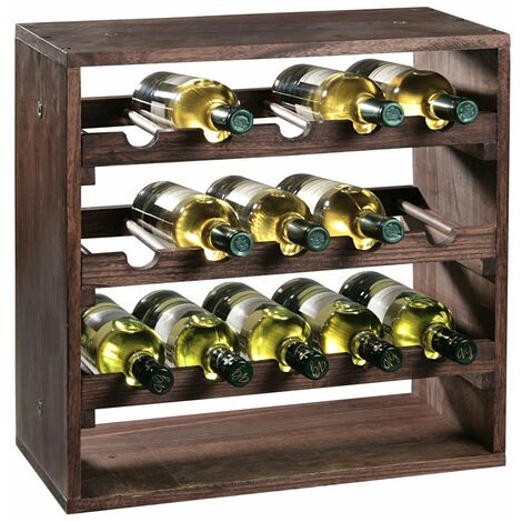 Rangement pour bouteilles à vin 3 étagères en bois de pin - Marron - L 50 x P 25 x H 50 cm - Livraison gratuite