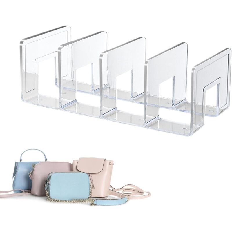 Rangement Sac À Main, Rangement Placard, Séparateur De Sac À Main Transparent À 4 Fentes,Organisateur De Sac À Main Empilable, Séparateurs D'étagère