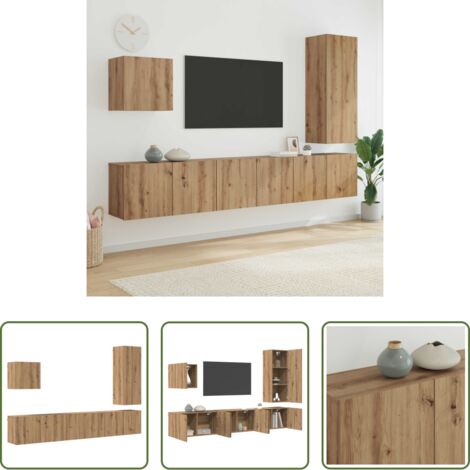 Rangement salon -  Unité murale de TV 5 pcs Chêne artisanal Bois d'ingénierie