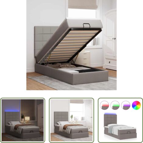 Rangement sous lit -  Cadre de lit ottoman avec matelas taupe 100x200 cm tissu