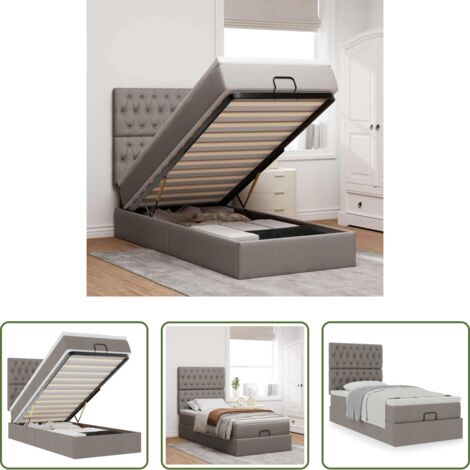 Rangement sous lit -  Lit ottoman avec matelas taupe 100x200 cm tissu