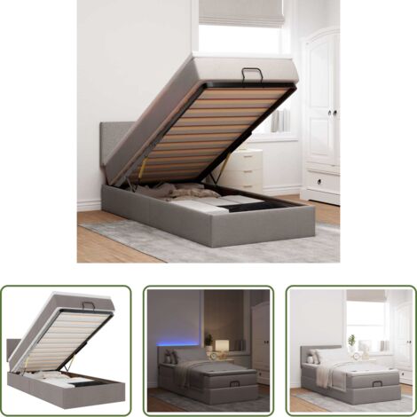 Rangement sous lit -  Lit ottoman avec matelas taupe 100x200 cm tissu