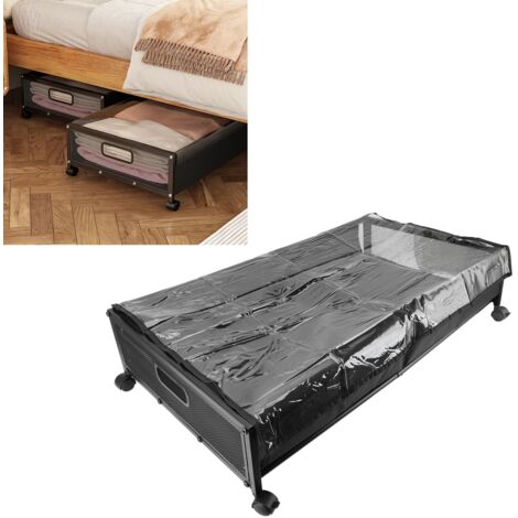 Rangement sous lit Premium avec roues - Coffre de stockage transparent grande capacité 60 lbs Oxford tissé et métal charnière