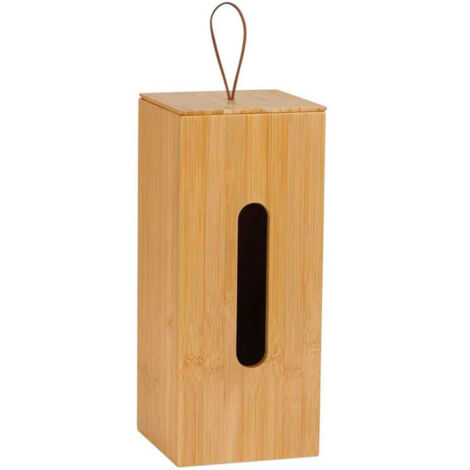 Rangement stock rouleaux papier toilette en bambou 14x14x33cm