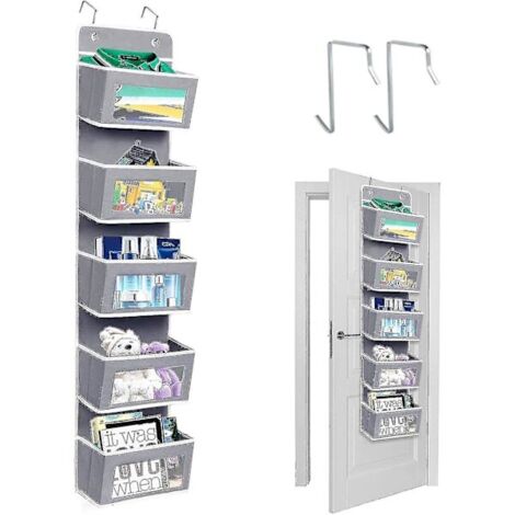 Rangement suspendu pour armoire, rangement de porte à 5 compartiments, rangement mural pour salle de bain, dressing, chambre d'enfant, gris
