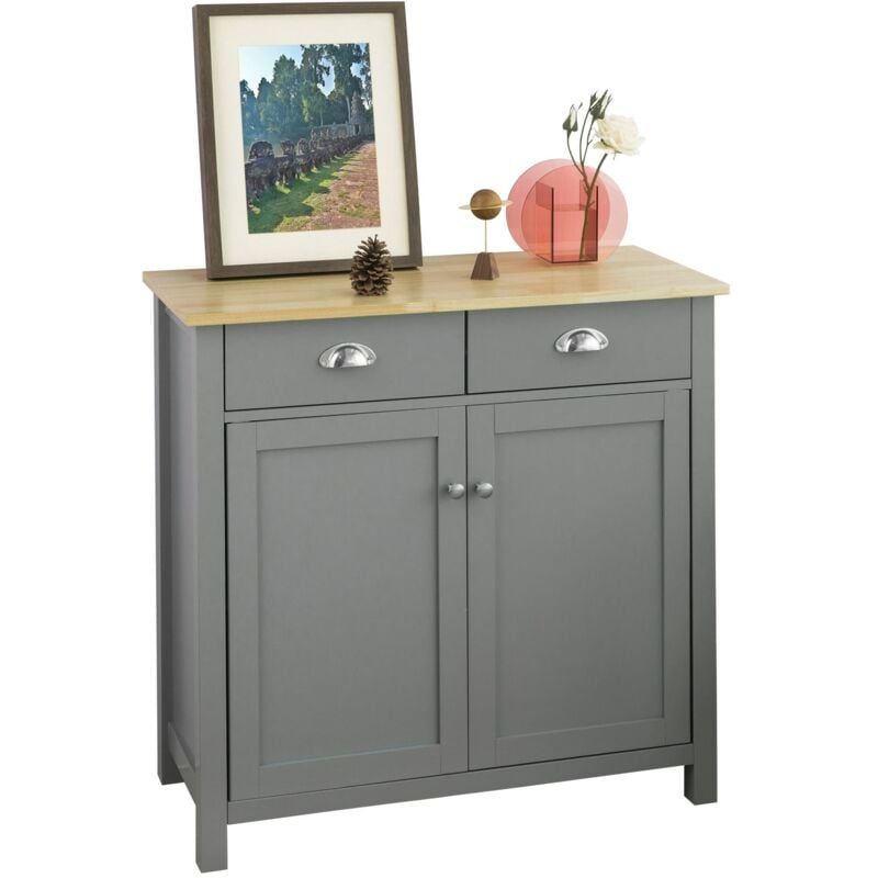 Sobuy - Rangement Table Console Meuble de Rangement pour entrée Chambre Salon avec 2 tiroirs et 2 Portes- Gris Clair ® FSB25-HG