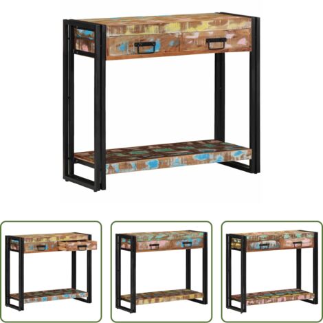 Rangement -  Table console Multicolore 90 x 33 x 75 cm Bois Recyclé Solide