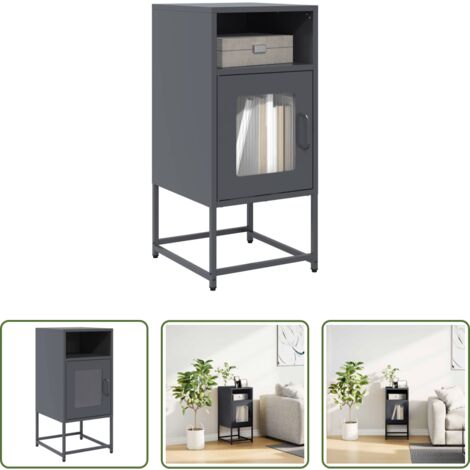 Rangement -  Table de chevet anthracite 36x39x78 cm acier laminé à froid