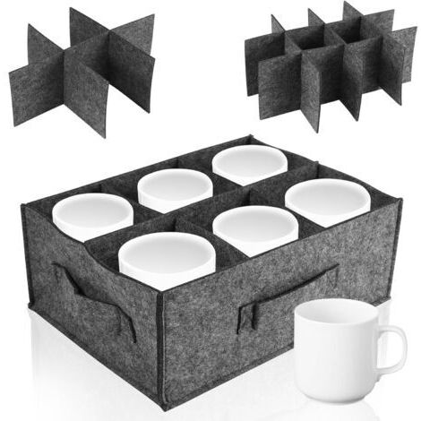 Rangement Tasse, Porte-tasses, Rangement Camping Car, Boite Rangement Feutre, Porte Tasse en Feutre pour Camping Car avec 6 Compartiments, 28 x 21 x 11.5 cm pour Camping Car Armoires