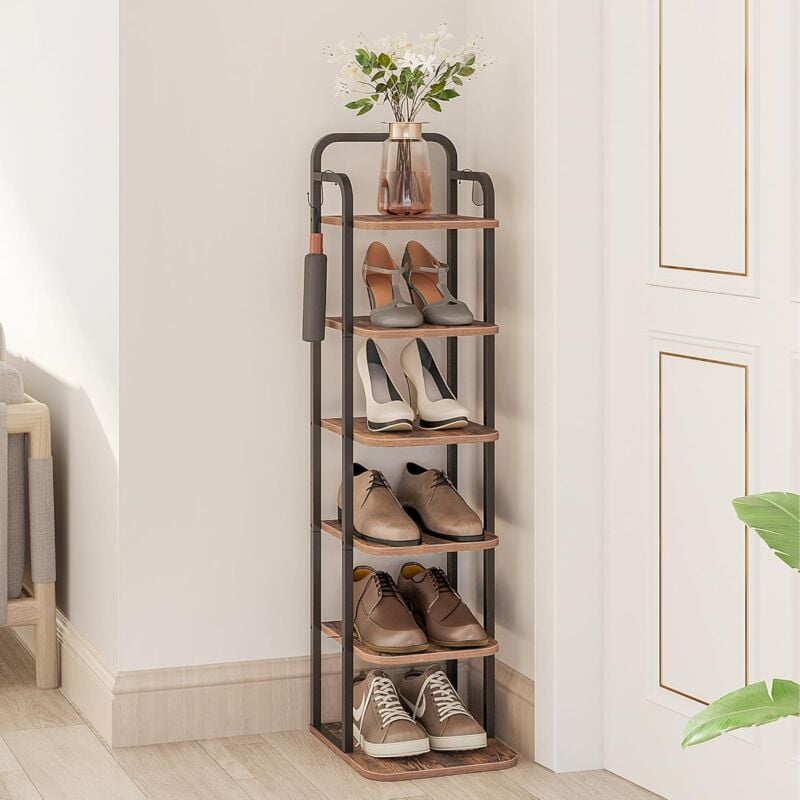 Rangement Vertical pour Chaussures Chaussures 6 Niveaux, Marron