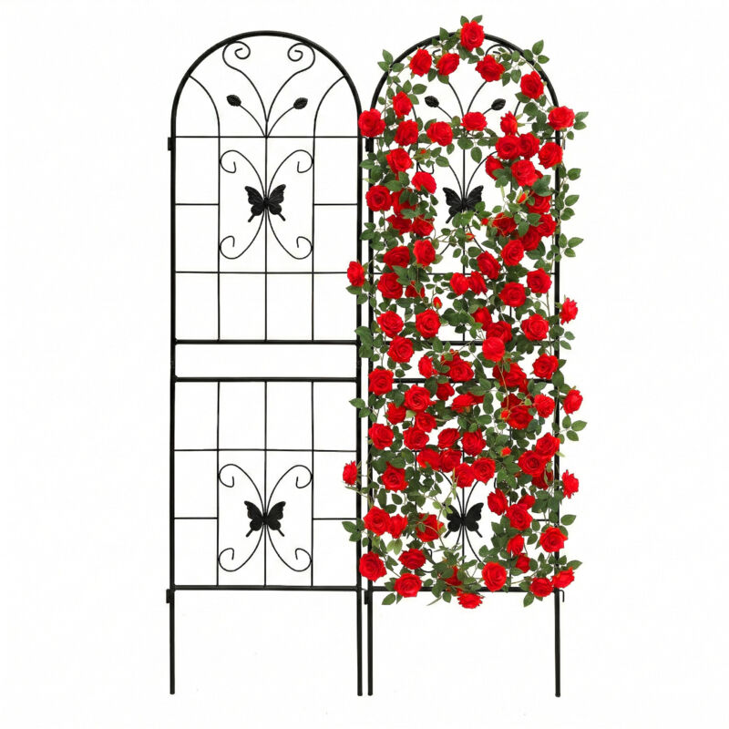 Relaxdays Rankgitter, 2er Set, Hxb, 180 X 50 Cm, Metall, Rankhilfe Für Kletterpflanzen, Garten, Rosenrankhilfe, Schwarz