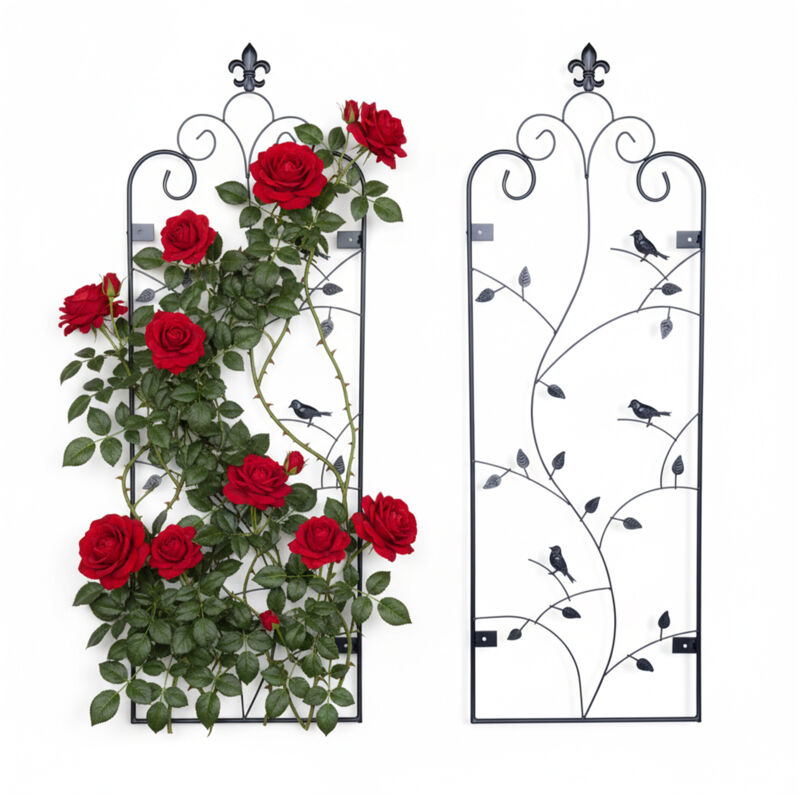 Relaxdays Rankgitter, 2er Set, Ranken, Wandgitter Hxb 110 X 38 Cm, Kletterpflanze Rankhilfe, Wandmontage, Stahl, Schwarz