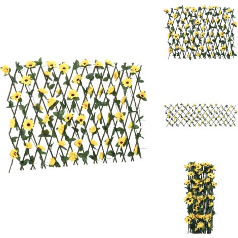 Rankgitter mit Künstlichem Efeu Erweiterbar Gelb 180x60 cm - Gartenzäune - Kunststoffpflanzen - Rankhilfe - Sichtschutz - Gartendeko